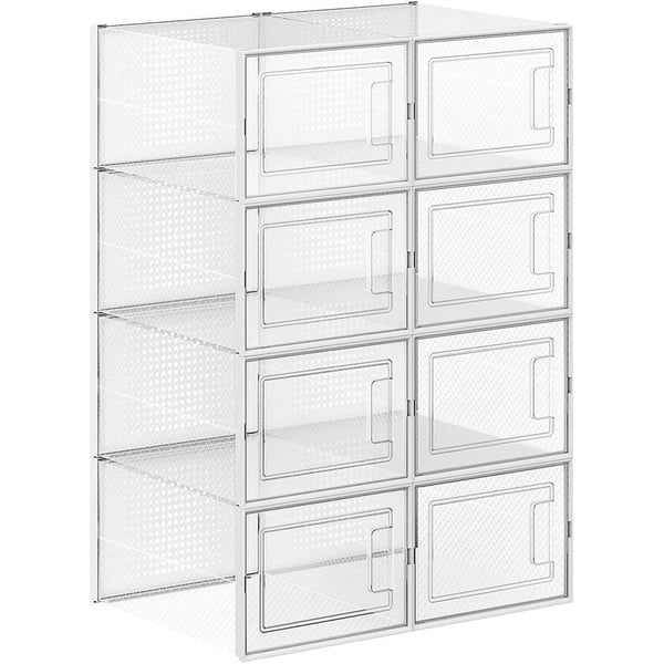 Rootz skoæsker - Opbevaringsæsker - Stabelbare - Sæt med 8 - Organizere - Gennemsigtig - 28 x 31 x 24,5 x 17,5 cm 36 x 21 cm