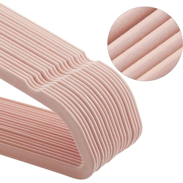 Rootz tøjbøjler - 50 stykker - Fløjl - Anti-Slip - Pladsbesparende - Pink - Guld - 45 x 0,6 x 23,5 cm