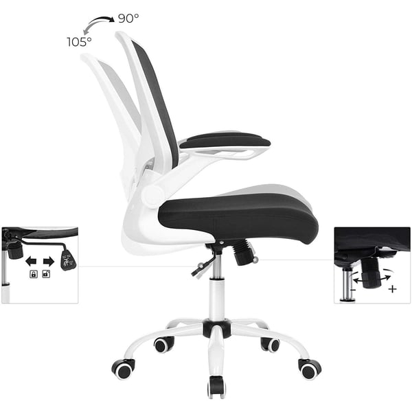 Rootz Kontorstol - Kontorstol - Meshbetræk - Ergonomisk - Justerbar lændestøtte - Hvid - Sort - 66 x 60 x (99-107) cm