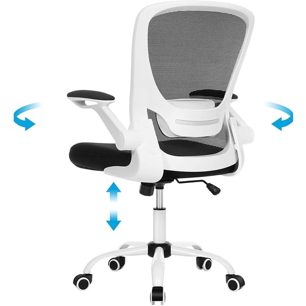 Rootz Kontorstol - Kontorstol - Meshbetræk - Ergonomisk - Justerbar lændestøtte - Hvid - Sort - 66 x 60 x (99-107) cm