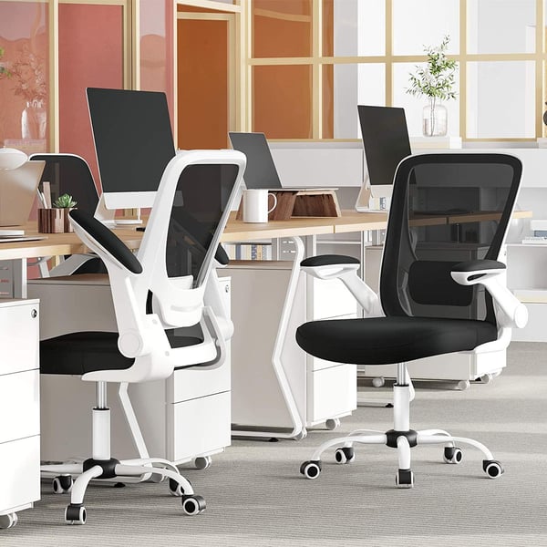 Rootz Kontorstol - Kontorstol - Meshbetræk - Ergonomisk - Justerbar lændestøtte - Hvid - Sort - 66 x 60 x (99-107) cm