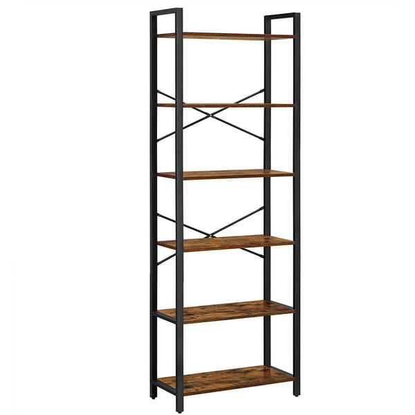 Rootz reol - 6 niveauer - Opbevaringsskab - Opbevaringsstativ - 6 niveauer - 186 cm - Brun - Sort - Forarbejdet træ - Stål