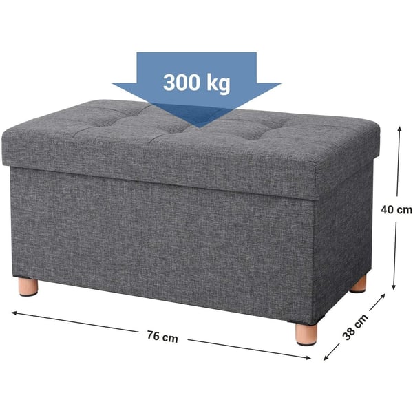 Rootz Hocker - Puf - Opbevaringsplads - Mørkegrå - 76 x 38 x 40 cm