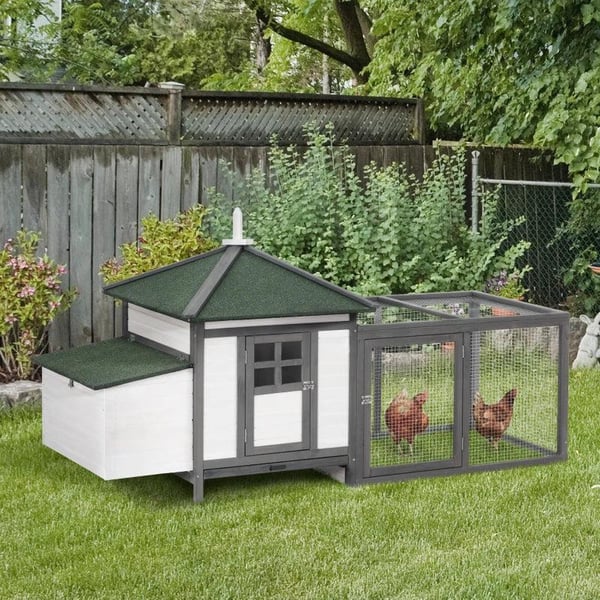 Rootz Chicken House - Bantam Chicken House - Dyrebur til kæledyr - Hønsebur - Bantam Chicken Coop - 196 x 76 x 97 cm