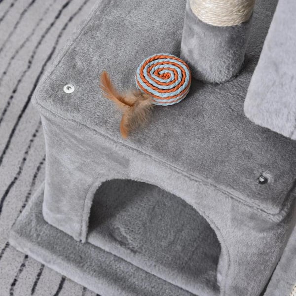Rootz Cat Tree - Katteklatretræ - Sisalstolper - Kattekradsestolpe - Lysegrå - 59 x 39 x 83 cm