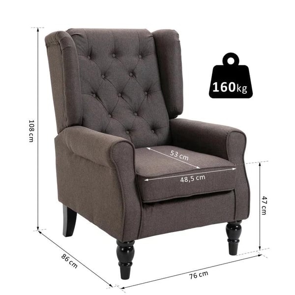 Rootz Enkeltlænestol - Afslapningslænestol - Enkeltstol - Relaxstol - Lænestol - Brun - 76 x 86 x 108 cm