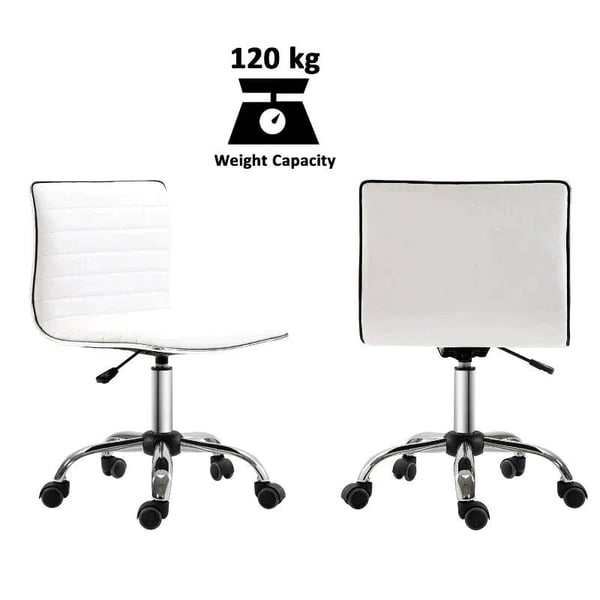 Rootz Barberstol - Salonstol - Drejestol - Kontorstol - Højdejusterbar - Stål PU - Hvid - 48 x 52 x 78-90 cm