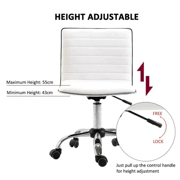 Rootz Barberstol - Salonstol - Drejestol - Kontorstol - Højdejusterbar - Stål PU - Hvid - 48 x 52 x 78-90 cm