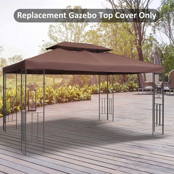 Rootz Gazebo Baldakin - Udskiftningstag - Gazebo Cover - Solskærm - Polyester - Kaffe - 2,93m x 2,93m