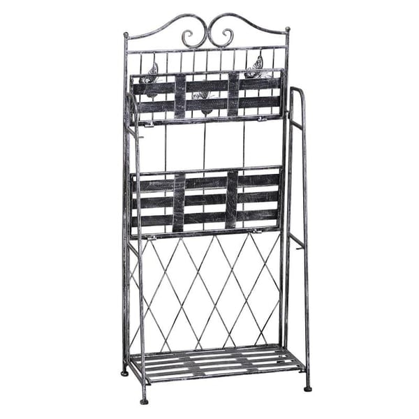 Rootz Plantehylde - Plantestativ - Blomsterhylde - Blomsterstativ - Blomsterstige - Havehylde - Metal - Sølv/Grå - 44Lx25Bx96H cm