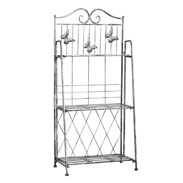 Rootz Plantehylde - Plantestativ - Blomsterhylde - Blomsterstativ - Blomsterstige - Havehylde - Metal - Sølv/Grå - 44Lx25Bx96H cm
