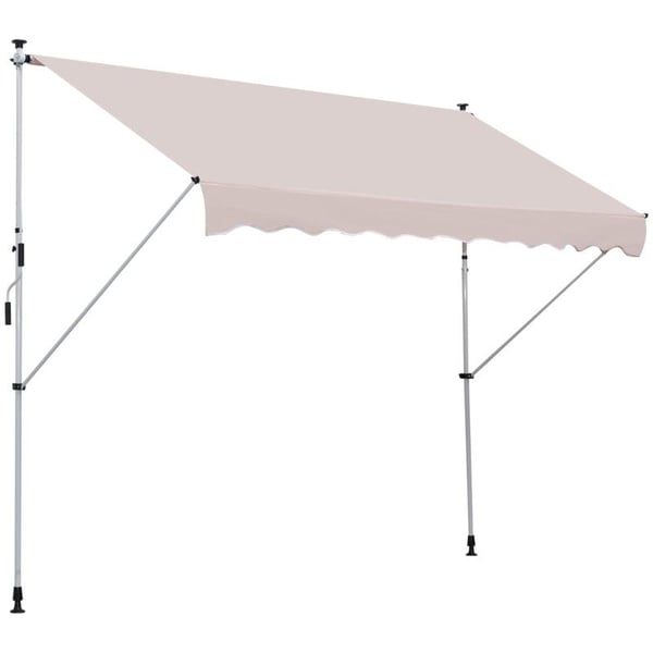 Rootz Markise - Ledarmsmarkise - Klemmemarkise - Solafskærmning - Foldearmshåndsving - Balkon - Beige - 300 x 150 cm
