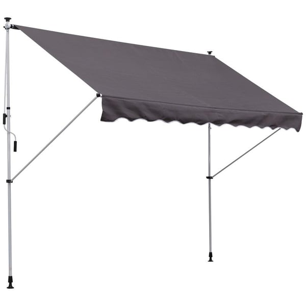 Rootz Markise - Ledarmsmarkise - Klemmemarkise - Solafskærmning - Foldearm Håndsving - Balkon - Grå- 300 x 150 cm