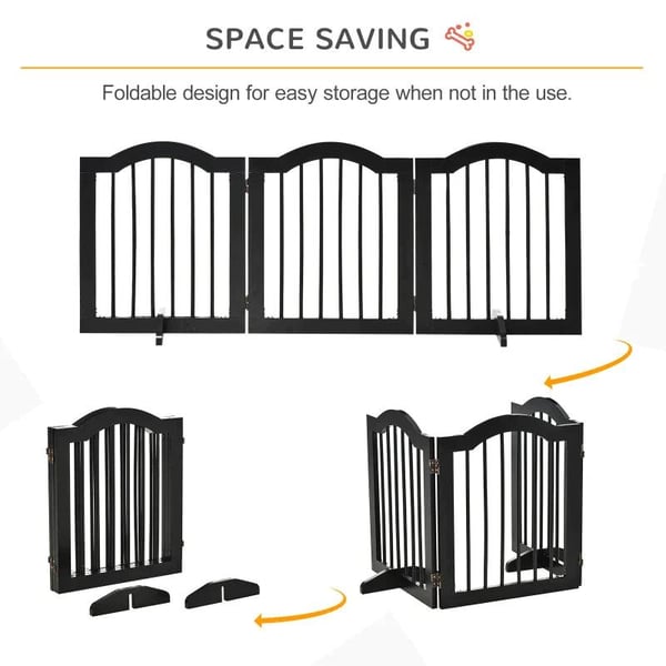 Rootz Dog Gate - Dog Barrier Safety Gate - Hundevagt - 3-delt gitter - Barrier Door Safety Gate - Sort - 154,5 x 29,5 x 61 cm
