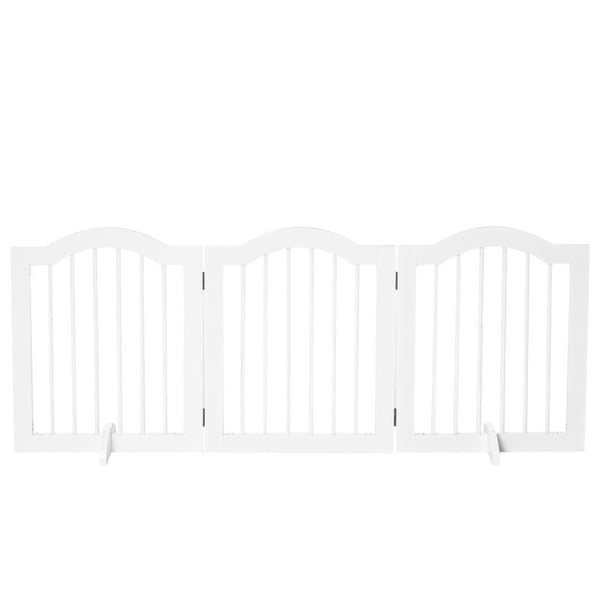Rootz Dog Gate - Hundespærre sikkerhedslåge - hundevagt - 3-delt gitter - spærredør sikkerhedslåge - hvid - 154,5x29,5x61 cm