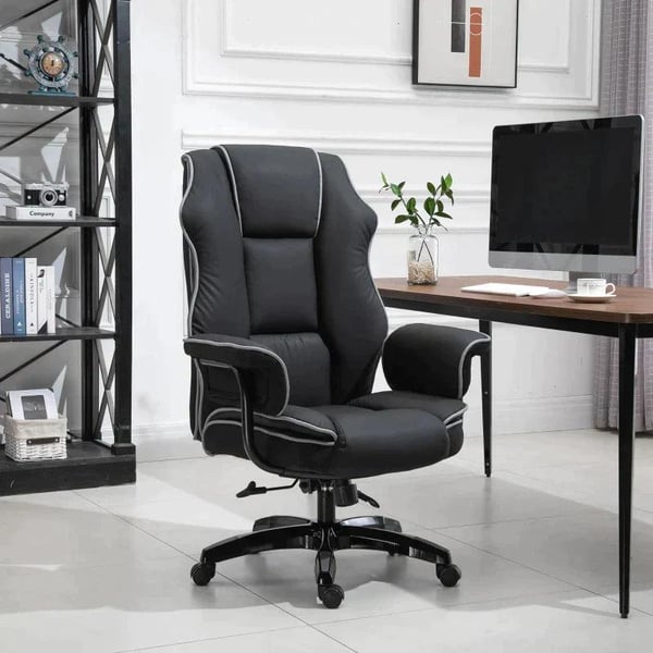 Rootz Kontorstol - Skrivebordsstol - Ergonomisk kontorstol - Drejestol - Armlæn - Højdejusterbar - Sort - 76 x 80 x 118-124 cm