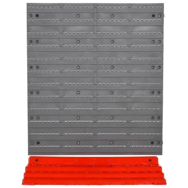 Rootz Pegboard - Perforeret værktøjssæt - Væghylde - 54 stk. Værktøj - Vægholderværktøj - Grå/Rød 95,5 X 23 X 53,5 Cm