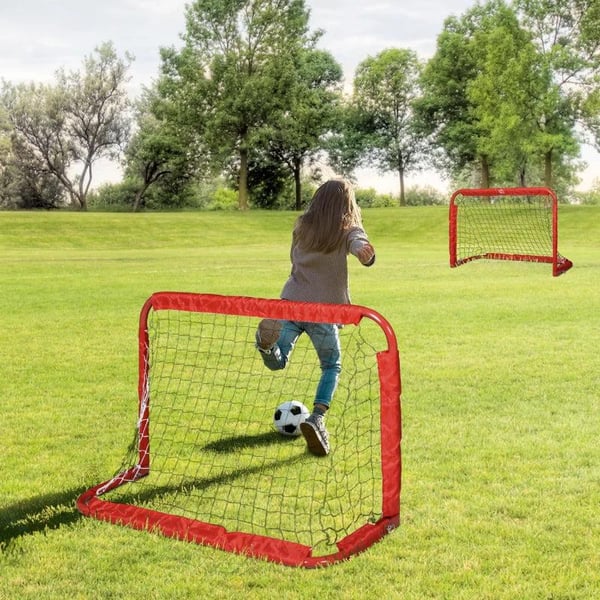 Rootz Fodboldmål - Fodboldnet - Sæt med 2 minimål - Sammenfoldelig - Rød - 90 x 36 x 60 cm