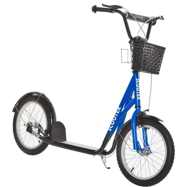 Rootz Scooter - Børnescooter - Børnescooter - Højdejusterbar - Oppustelig hjulbremse - Kurv - Kopholder - Stænkskærm - Blå/Sort - 139 cm x 58 cm x 96