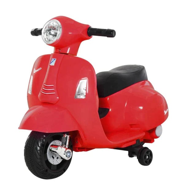 Rootz Vespa - Elmotorcykel - Børnemotorcykel - Elbil - LED lys - Rød - 66,5 x 38 x 52 cm