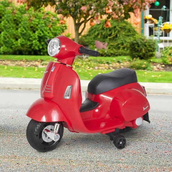 Rootz Vespa - Elmotorcykel - Børnemotorcykel - Elbil - LED lys - Rød - 66,5 x 38 x 52 cm