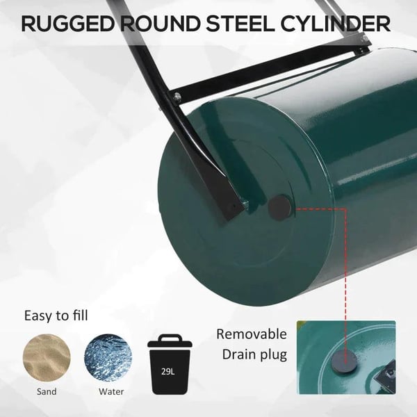 Rootz Lawn Roller - Have Roller - Have Lawn Roller - Stor metalrulle - Metal - Dybgrøn - 102L x 50W x 30H (cm)