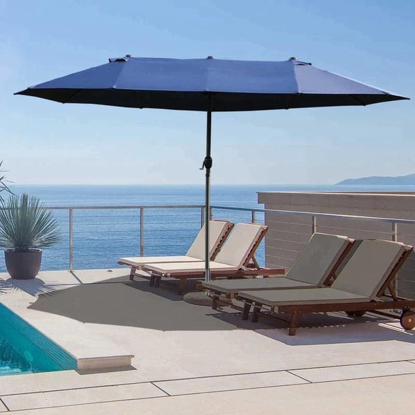 Rootz Parasol - Dobbelt Parasol - Haveparasol - Markedsparasol - Terrasseparasol med håndsving - Blå - 460 x 270 x 240 cm