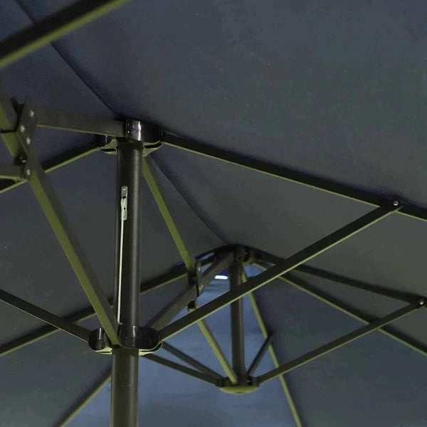 Rootz Parasol - Dobbelt Parasol - Haveparasol - Markedsparasol - Terrasseparasol med håndsving - Blå - 460 x 270 x 240 cm
