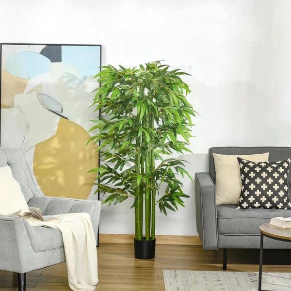 Rootz Keinotekoiset kasvit - Bambu keinokasvi - Sisäkasvit - Toimistokasvi - Muoviruukku sisä- ja ulkokäyttöön - Vihreä + musta - Ø17 x 160H cm