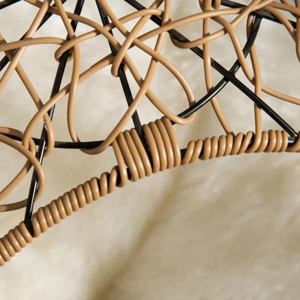 Rootz Rattan Kattekurv - Kattehule - Kattehytte - Katteseng med pude - Forhøjet design - Husdyrseng - Brun - Ø45 x 57H cm