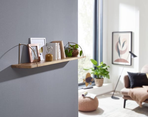 Rootz væghylde 100x25x22 cm mango massivt træ - metal hængende hylde Industriel - Stor design svævende hylde - Hylde Hængende Stue - bogreol væg