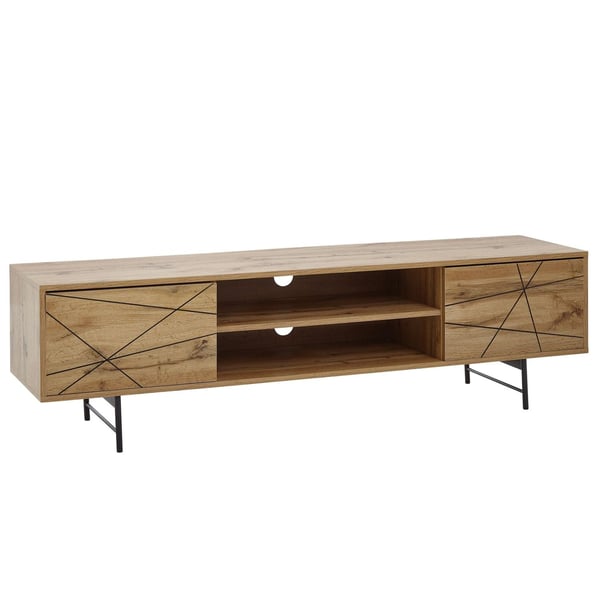 Rootz lowboard træ eg indretning 160x45x40 cm TV kommode med to døre - Design TV skab høj - TV stativ TV skab moderne - TV kommode stue
