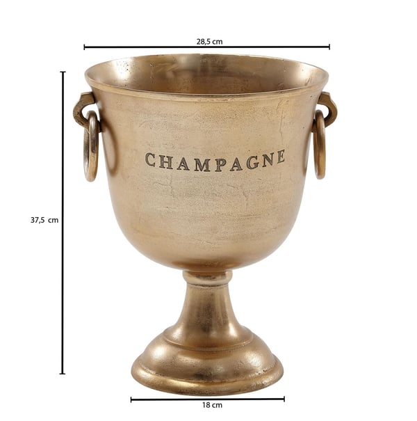 Rootz champagnekøler guld 28,5x37,5x28,5 cm aluminium massiv champagnekøler stor - Flaskekøler drikkevarekølebord - Køler til champagne - vin - mousse