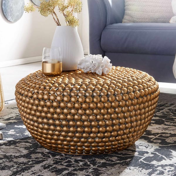 Rootz sofabord aluminium guld 60x60x30 cm stuebord metal rundt - Designer sofabord aluminium orientalsk - Rundt sofabord lille
