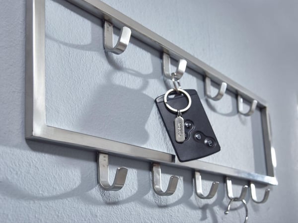 Rootz væg knagerække metal sølv 50x20x4 cm design hall knagerække stål - Krogestang vægpanel - garderobevæg - Gang knagerække