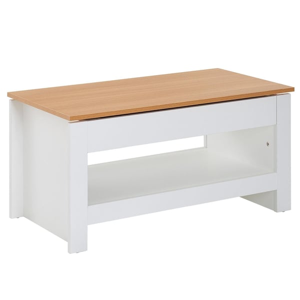Rootz design sofabord 85 X 47 X 45 cm hvid - eg - Stuebord med opbevaringsplads - Sofabord med opbevaringsrum Moderne - Firkantet sofabord