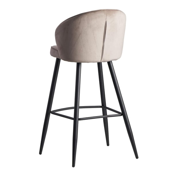Rootz barstol fløjl beige skammel med ryglæn 56x102,5x52,5 cm - Køkkentaburet skandinavisk stof - metal 110 kg - Design barstol - Bistro skammel polst