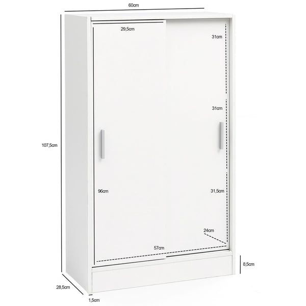 Rootz arkivskab træ 60 x 107,5 x 28,5 cm hvid - Design multifunktionsskab - Kontorskab Moderne - Kommode Hallmøbler - Skænk entre kommode - Lille opbe