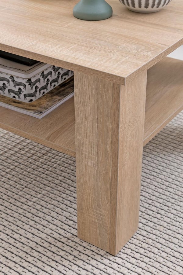 Rootz sohvapöytä Sonoma tammi 60x42x60 cm Design puinen pöytä hyllyllä - Sohvapöytä Sohvapöytä - Sohvapöytä Loungepöytä - Sohvapöytä Stubentisch säily