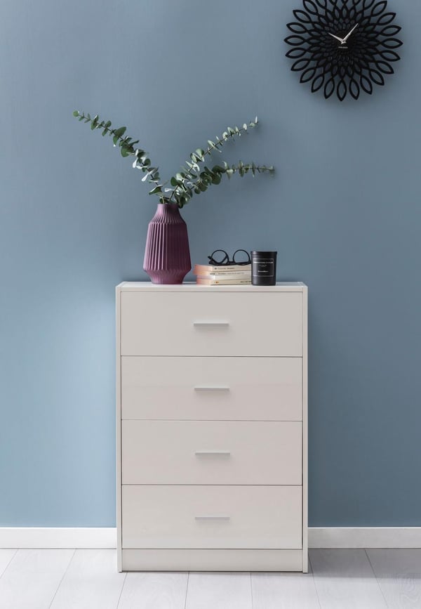 Rootz Design Skænk Hvid Højglans 60x90x30 cm Skænk Træ Moderne - Smal skuffe kommode Spisestue - Lille universalskab entre Linned kommode soveværelse