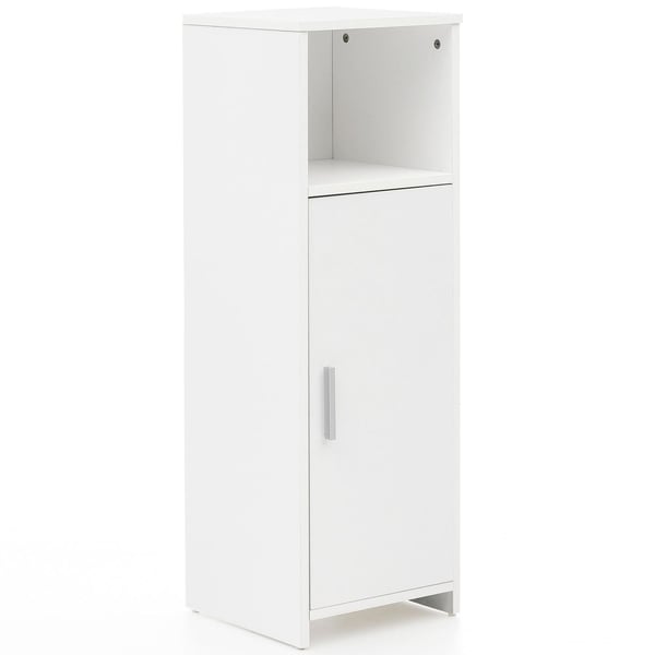 Rootz skab 30 x 95,5 x 30 cm hvidt træ med dør og opbevaringsrum Lille badeværelsesskab sideskab stående - Badeværelseshylde smal fritstående badevære