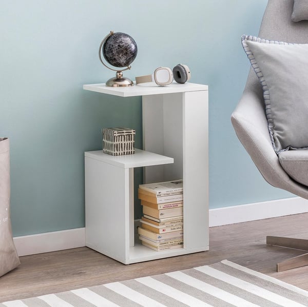 Rootz sidebord 35x29,5x60 cm træ Hvid Design Cantilever sofa - Sofabord lille moderne - Lille sofabord firkantet - Sofabord højt - Smalt bord stue