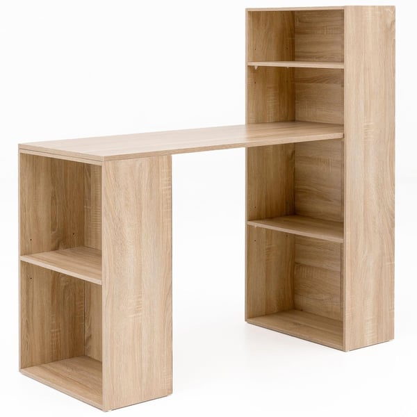 Rootz skrivebord med hylde 120 x 120 x 53 cm Sonoma wood Modern - Skrivebordshylde opbevaringsrum PC bord - Computer skrivebord med hylde - Design bor