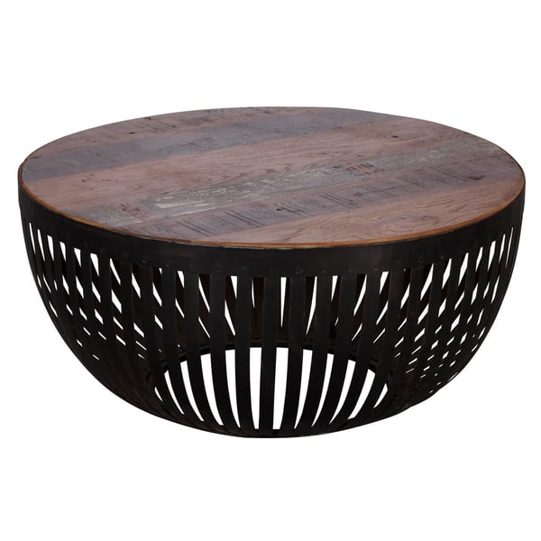 Rootz sofabord 70x33x70 cm træ - metal stuebord Industrielt - Trådkurv bord stue - Sofabord med metalstel - Club Table Lounge Bord - Design Stubentisc