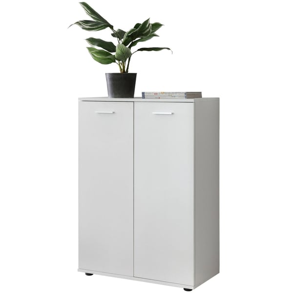 Rootz kommode med 2 låger 71x104x35cm multifunktionsskab træ hvid - Entreskab lyst moderne - Skab lille - Skænk mat skænk - Kommode hallmøbler