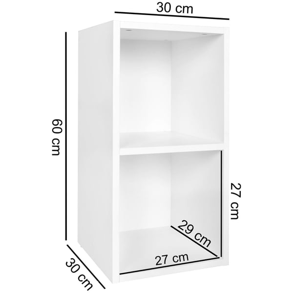 Rootz stativ hylde træ 30x60x30 cm moderne hvid hylde lille - Hvid Væghylde Opbevaringshylde Smal - Lille reol 2 hylder - Smal design træhylde nichehy