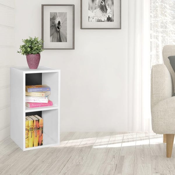 Rootz stativ hylde træ 30x60x30 cm moderne hvid sort hylde lille - Væghylde opbevaringshylde smal - Lille reol 2 hylder - smal design træhylde nichehy