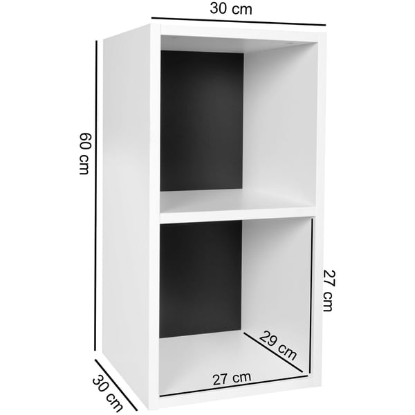 Rootz stativ hylde træ 30x60x30 cm moderne hvid sort hylde lille - Væghylde opbevaringshylde smal - Lille reol 2 hylder - smal design træhylde nichehy