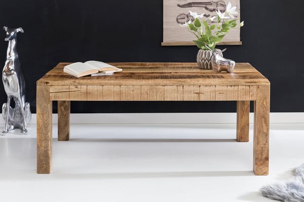 Rootz bord 110 x 60 x 47 cm massivt træ Mango Natur - Stuebord i landlig stil Rustikt sofabord Stue i massivt træ