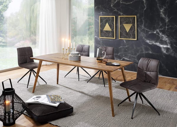 Rootz spisebord 180 x 80 x 76 cm Sheesham rustikt massivt træ - Design landsted spisebord - Bord til spisestue stort - 6 - 8 personer